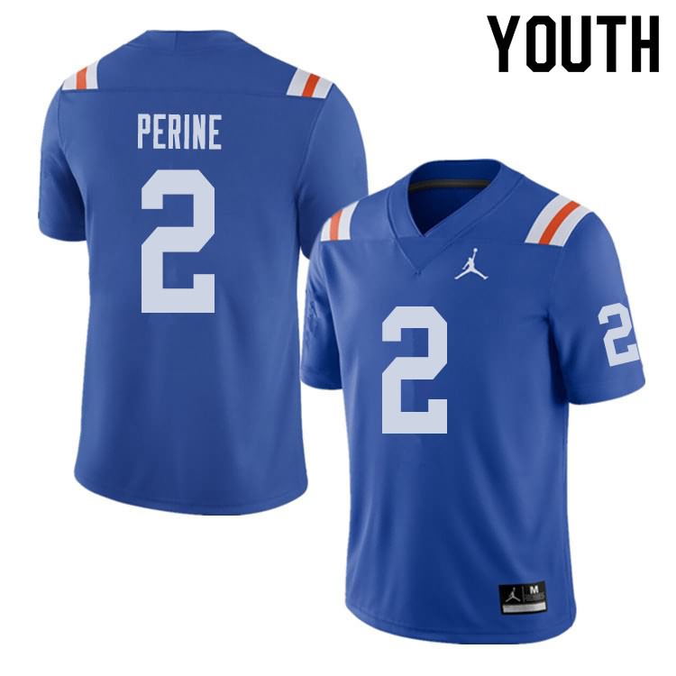 NCAA Florida Gators Lamical Perine Youth #2 Jordan Brand Alternate Royal Throwback Stitched Authentic College Football Jersey THG2264HD